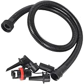 4ft Inflatable Air Pump Hose with Multiple Connectors, for Kayak Paddle Board Pool Accessories, Black PVC Material