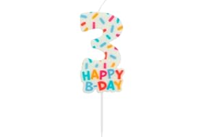 Folat 24113 świeczka na tort Cozy Sprinkles cyfra/cyfra 3-7 cm świeczki urodzinowe na urodziny, dekoracja urodzinowa, dla dzieci, na imprezy, wesela, imprezy firmowe, jubileusze, wielokolorowe, 7 cm