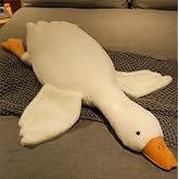 Sevimli Peluş Uyku Arkadaşım Kaz 75 cm- U&ccedil;an Kaz Morton Uyku Yastığı BEYAZ