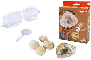 Simba 109452662 - Scout Geoden zum Aufbrechen (5 Steine) - interaktives Forscher- und Entdecker-Spielzeug für Kinder ab 5 Jahre inkl. Lupe & Schutzbrille, je 3-4 cm groß
