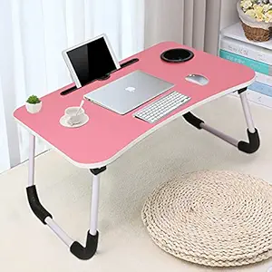 Ardith Multi-Purpose Laptop Desk for Study and Reading with Foldable Non-Slip Legs Reading Table Tray, Laptop Table, Laptop Stands, Laptop Desk, Foldable Study Laptop Table, Study Table (Cream)