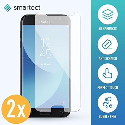 smartectGlass Screen Protector [3 PIECES - CLEAR] for Samsung Galaxy J5 2017 - Tempered Glass 9H - Protective Film bubble-free - Screen Cover Anti-Fingerprint