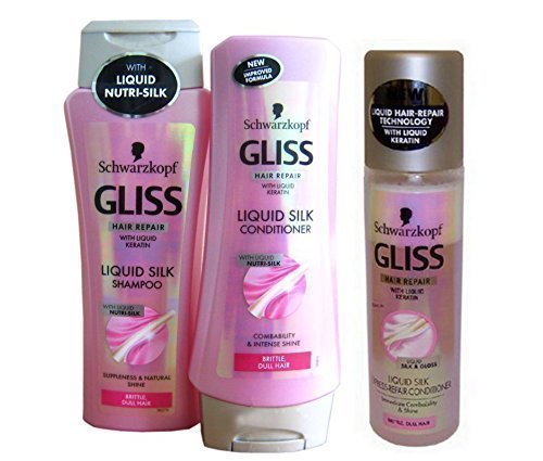 Schwarzkopf GLISS Liquid Silk GIFT SET - SHAMPOO CONDITIONER & LEAVE IN SPRAY with KERATIN