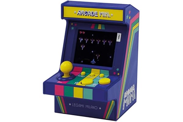 Legami - Mini Arcade de Jeux Vidéo, 152 Jeux, avec Lumières et Sons, Volume Réglable, Langue Anglaise, 5,7x9,5 cm