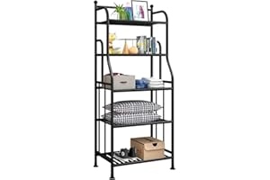 Forthcan Shelving Units, 5 Tier Metal Storage Shelves Organizer Plant Stand Shelf Bakers Rack for Kitchen Living Room Laundry Indoor and Outdoor