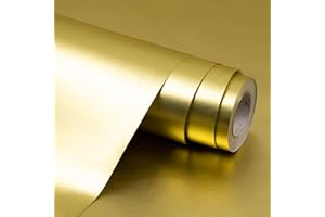 HJYODY Rotolo di carta da regalo opaca dorata, 43 cm x 12 m, carta da regalo di compleanno a tinta unita per matrimoni, San Valentino, compleanni, feste, decorazioni regalo per festival