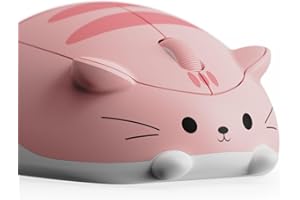 Akko Souris sans Fil Mignonne sur Le thème des Chats, Mice Rose, Souris tri-Mode Bluetooth 3.0/5.0/2.4G, récepteur USB A, clic Silencieux, Souris Cartoon pour Ordinateur Portable/PC (Pink Angie)