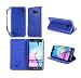 Produktbild Lonchee Samsung Galaxy S6 edge Wallet Tasche Brieftasche Schutzhülle , geprägten Design Hochwertige PU Leder Folio Tasche Case Hülle im Bookstyle mit Standfunktion Kredit Kartenfächer (blau)