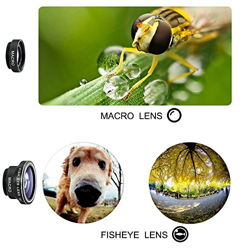 AMIR Lenti Smartphone 3 in 1 Clip-on Lenti Fisheye, 10x Obiettivo Macro, 0.4x 140Â° Lenti Grandangolo, per iPhone 7, iPhone 6s, 6s Plus, iPhone6, 6 Plus, Samsung e Altri Smartphone