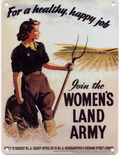 WOMEN'S LAND ARMY FOR A HEALTHY HAPPY JOB Metal Advertising Sign (SMALL 200mm X 150mm) by CambSigns