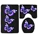 Produktbild Purple Butterfly Bathroom 3-Piece Mat Sets Pedestal Mat+Lid Toilet Cover+Bath Mat Doormat Non-Slip Rug