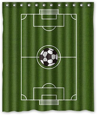 Custom Soccer Ground Field Shower Curtain Waterproof Polyester Bathroom 60 x 72 inch