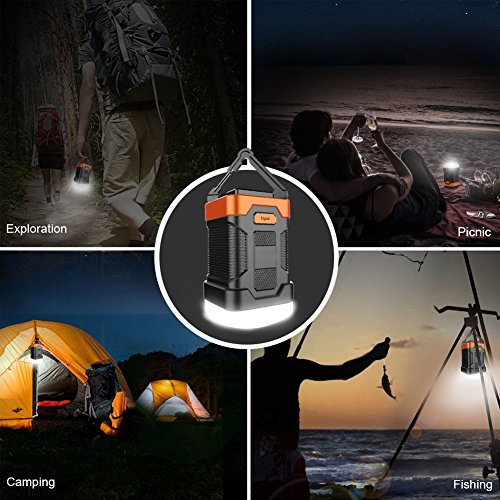 Milool LED-Campinglampe Wasserdichte (IP65) CampingLaterne mit 10000mAh Powerbank, Outdoor wiederaufladbare leistungsstarker mit 2A Ausgang USB-Aufladung für Camping, Wandern, Fischen und auch Notfälle(orange) - 6