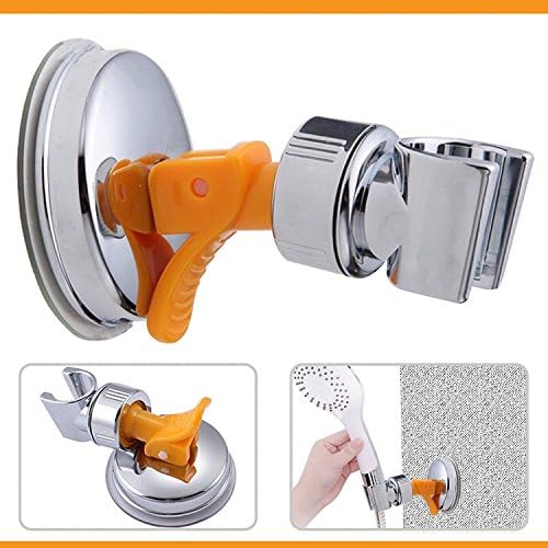 Gadget Zone UK Universal Adjustable Shower Head Holder Chrome Bathroom Wall Mount Strong Suction Handset Bracket No Drilling Required