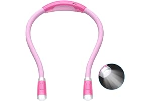 TOPNMA LED Book Light, Rechargeable 4 LED Neck Book Light, Flexible Neck Lamp for Reading in Bed or Car with Adjustable Brightness, Ideal for Bookworms Kids Crafts Knitting Travel or BBQ