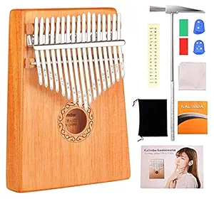 Corslet 17 Keys Kalimba Thumb Piano Solid Mahogany Body with Learning Book Tune Hammer Cloth Bag Musical Instruments for Adults Course Christmas Gift Music Fans Kids Instrument