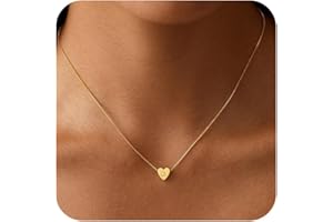 VIROMY Gold Initial Necklaces for Women -Heart Name Necklace -14K Gold Plated Letter Pendant Chain for Women Charm Box Chain Dainty Personalised Jewellery Gifts for Her A-Z