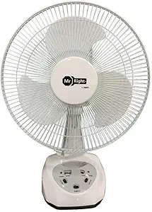 Fippy MR-2912 Rechargeable Battery Table Fan with 3 Blade ( White )