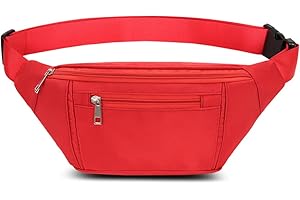 QINLOV Bauchtasche Gürteltasche Hüfttasche Sport Wasserdicht Gürteltasche Damen Herren Sport Tasche Outdoor Reisen Wandern Laufen Joggen Hundetraining (Rot)