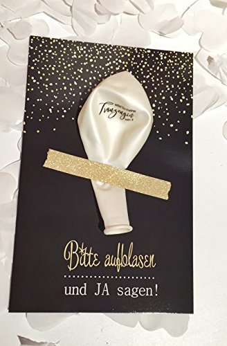 Karte mit Ballon – Willst Du meine Trauzeugin sein? schwarz/gold - 2
