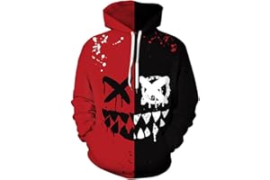 EUDOLAH Men's Long Sleeve Sweatshirts Neon Printed Hoodies 3D Graphic Jumpers Animal Sportswear