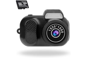 AMBIZION Mini Camara Digital 1080P HD 2MP con Tarjeta de Memoria 8 GB, Pantalla a Color de 0.96”, Vista Amplia de 160°, Portatil con Colgante Antiperdida, Micro USB, Bateria 100 Min, Regalo para Niños Navidad