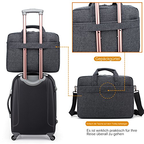 CoolBELL 15,6 Zoll Laptop Tasche mit Riemen mehrfachfach Messenger Bag Nylon Aktentasche für Männer / Damen,Grau - 2