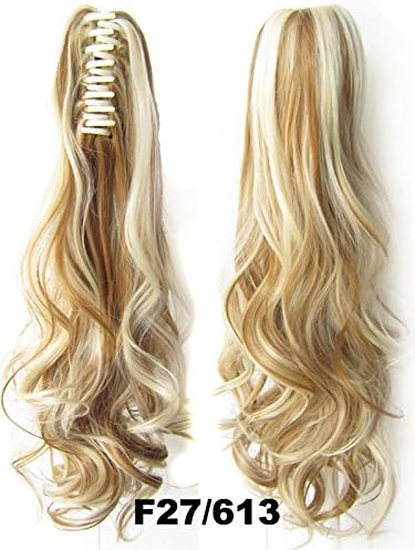 Long Curly Claw Ponytail Clip in Hair Extensions One Piece Jaw Hairpiece F27/613