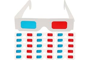 minkissy Gafas 3D Anaglifo De Papel Rojo Azul Paquete De 60 Piezas para Cine En Casa Y Realidad Virtual Ligero Y Portátil