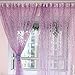 1m * 2m Curtains Rural Style Willow Leaves Pattern Offset Blind Printed Glass Yarn for Door Window Decor (Purple)