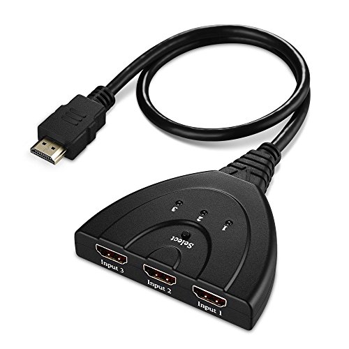 Esamconn® HDMI Switch/Switcher Full HD 1080p 3D HDMI HDCP V1.3 3 Port HDMI Umschalter 3x IN/ 1x OUT Verteiler mit HDMI Kabel