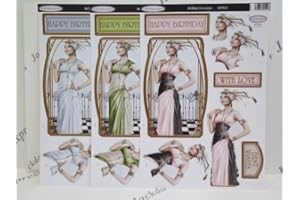 3 x Debbi Moore Art Deco Decadence Decoupage Die Cut Pack 8 Designs to Choose (Happy Birthday (ADD022))