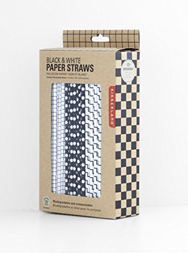 Öko Strohhalme aus Papier in schwarz/weiß – Trinkhalme Cocktailhalme Röhrchen im 144er Set - 3