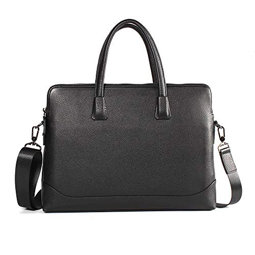 Preisvergleich Produktbild Multifunktionale Kuriertasche Herren Leder Büro Tasche, Gepäck Umhängetasche Wasserdicht Business Messenger Aktentaschen für Frauen Multifunktionale Umhängetasche für 14 13 Zoll Laptop Tablet Schwarz