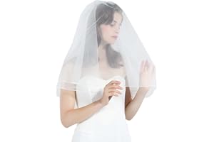 BEAUTELICATE Voile de Mariée Mariage Simple 2 Couche Ivoire Blanc Avec Peigne en Métal Court Long Bord de Crayon V38