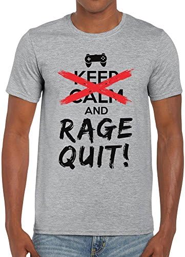 TeeDemon Keep Calm and Rage Quit - Funny - Mens Shirts - Men's Tshirt - All Sizes - All Colours - Casual T-Shirt Gift by Sport Grey - M