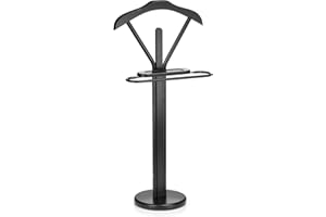 IDIMEX Valet de Chambre Matteo chevalet de Nuit Portant pour vêtements, Structure en métal et en Bois laqué Noir