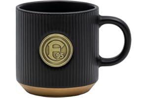 Fortuna Düsseldorf F95 Tasse - Keramik, Metallic, 300 ml, Becher, Schwarz, Logo, Klassiker, Zuhause, Heißgetränke