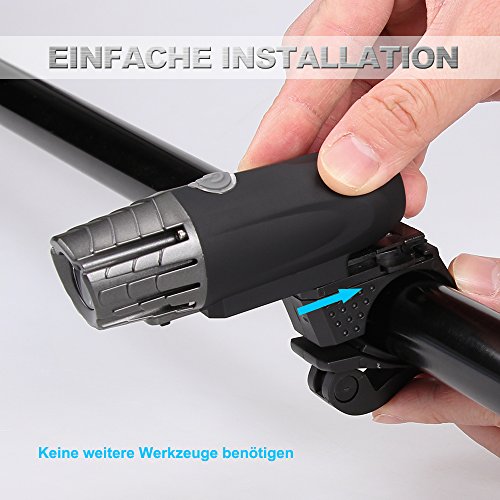 amarey Wiederaufladbare LED Fahrradbeleutung,Wasserdichte Fahrradlampe Set mit 2 USB-Kabel,LED Frontlicht & Rücklicht,200Lumen,4 Licht-Modi, Fahrradlicht für Radfahren - 2