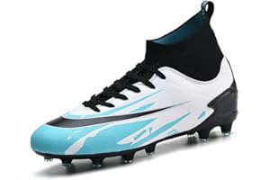 Hmhnsya - Scarpe professionali da calcio/atletica con tacchetti e collo alto, unisex, da uomo/ragazzo/bambino