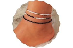 JUSTUSNX Cavigliera regolabile a strati in stile bohémien, con perline miste di colori, per la spiaggia, l'estate, per donne e ragazze, 3 pezzi