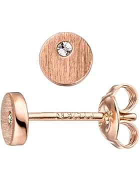 JOBO Ohrstecker rund 925 Sterling Silber rotgold vergoldet matt 2 Zirkonia Ohrringe