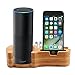 Produktbild 4-IN-1-Funktion Ständer für Amazon Echo und Handy, Akwox Bambus Holz Handyhalterung / Lautsprecherständer
