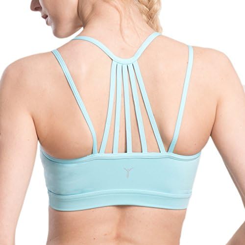 AIYIHAN Women's Yoga Sports Bra Running Gym Padded Removable Bra (XS, Blue)