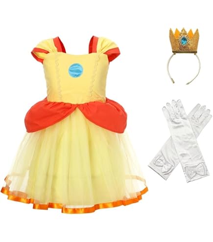 Aomig Déguisement Princesse Peach – Robe Rose Avec Accessoires (couronne, Baguette, Gants), Costume Cosplay Halloween Et Anniversaire