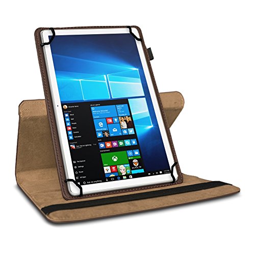 NAUC Tasche für Vodafone Smart Tab 4 / 4G Hülle Tablet Schutzhülle Farbauswahl Kunstleder Cover Case Schutztasche Stand 360° Drehbar Etui Zubehör , Farben:Braun - 3