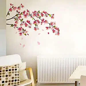 Decals Design Sakura Cherry Blossom Wall Sticker (PVC Vinyl, 70 cm x 50 cm, Multicolour)