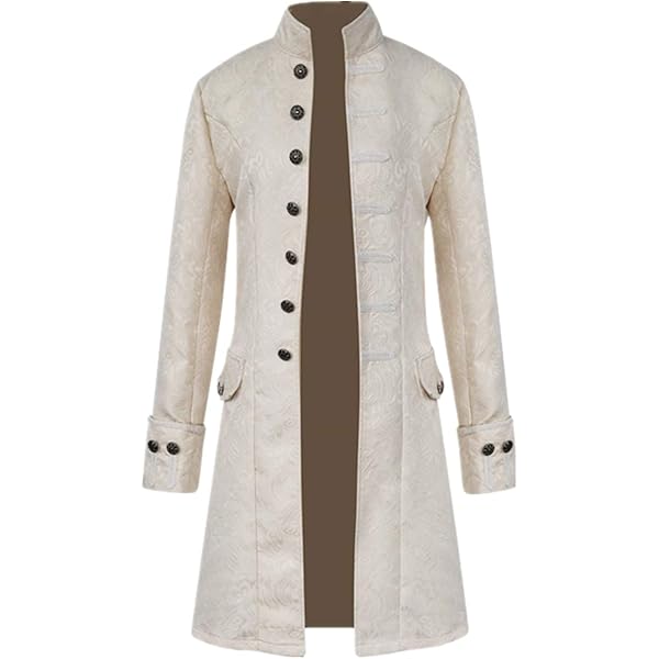 FJKVKDT Middeleeuwse mannen vintage jas retro gothic Victoriaanse mantel oudejaarsfeest kostuum (rood, S