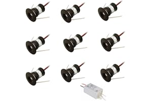 ruimeimei 9PCS 12V 1W Recessed Celling Light for Kitchen, Stairs, Closet, Hallway,Artwork Mini Light,DIY Lighting, Embedded Showcase Light, Cabinet Downlight IP65(Black Shell, 120D White)