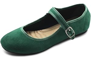 Ollio Women's Shoes Faux Suede Casual Mary Jane Light Ballet Flats